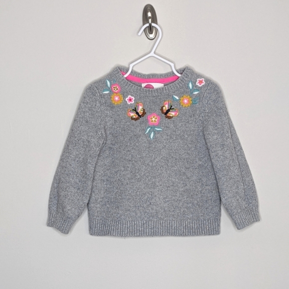 Mini Boden Other - Mini Boden Flower Butterfly Wool Blend Sweater 3/4